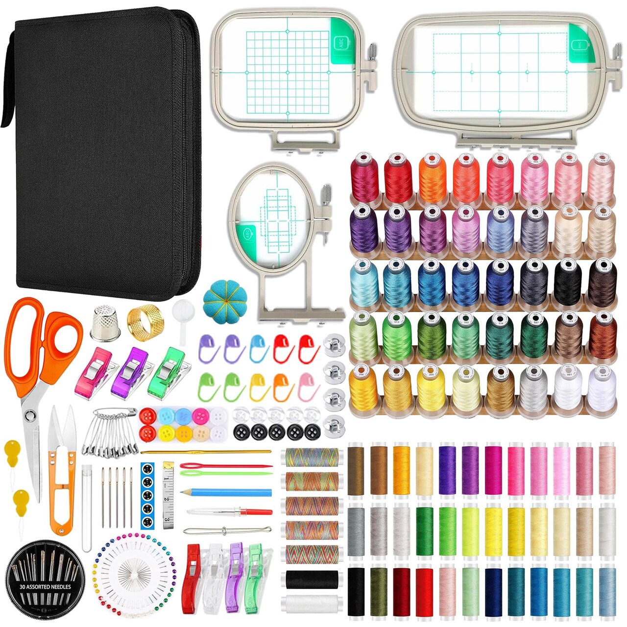 3pc Embroidery Hoop Set & Accessories for Brother SE700, PE545 & Other Models